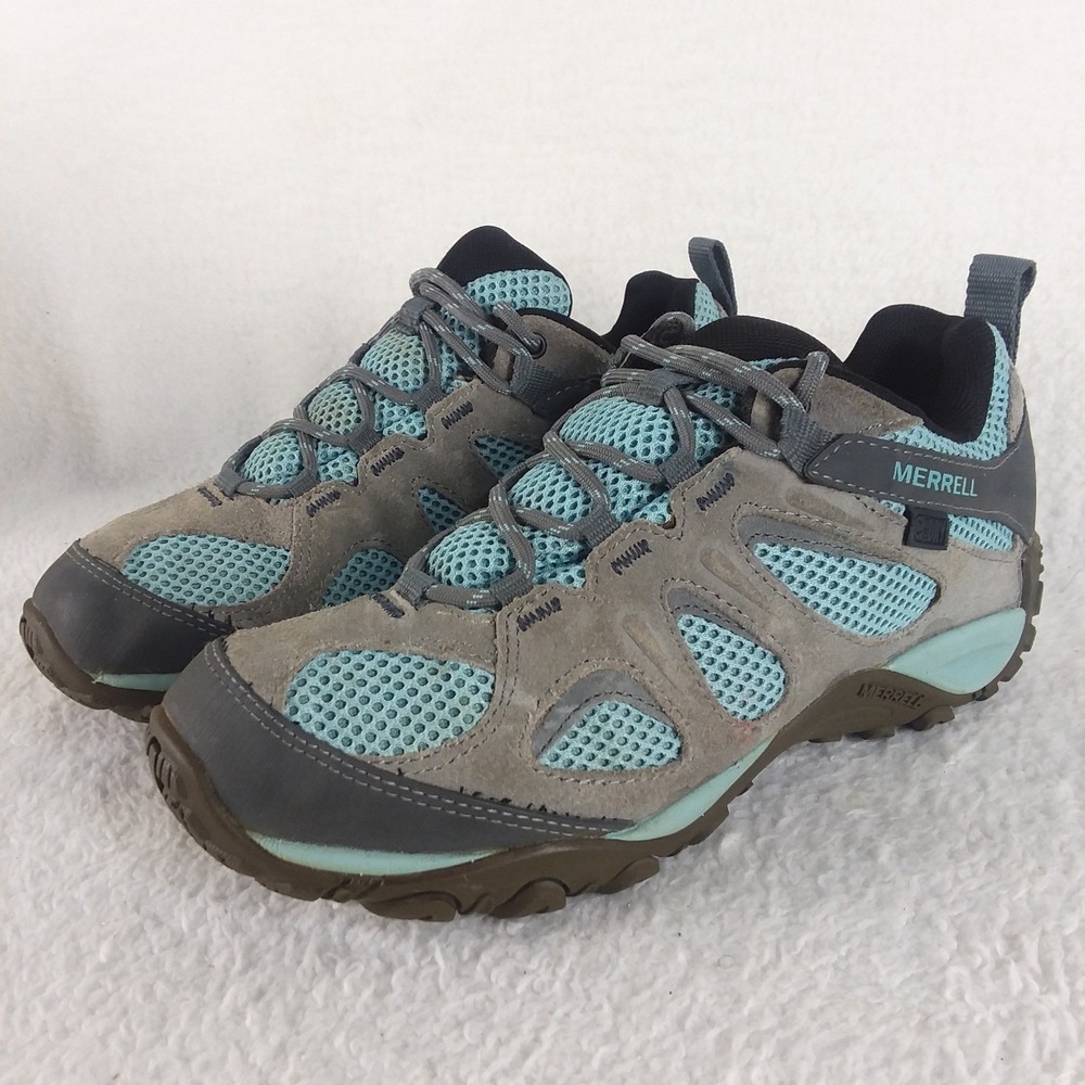 Merrell Yokota 2 Low Top Hiking Shoes WaterProof Womens 7 Teal Gray Trail J31280